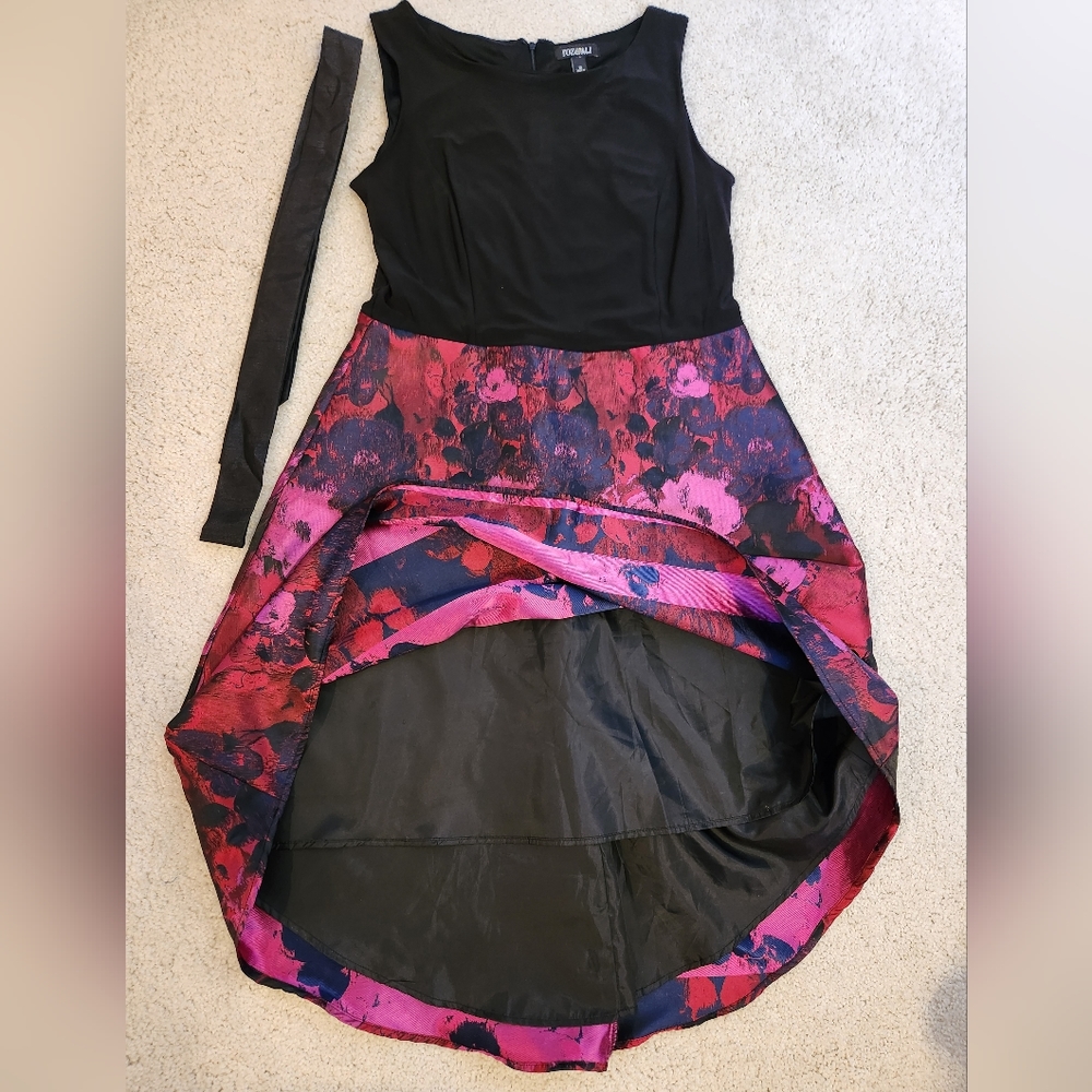 Roz&Ali, Size 12, Black Floral Dress With Belt Sash - Picture 5 of 9